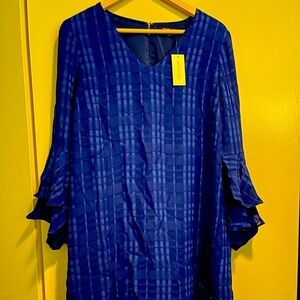 Susar Lips Dress Long-sleeve Ruffled Cuff -Blue - Medium NWT